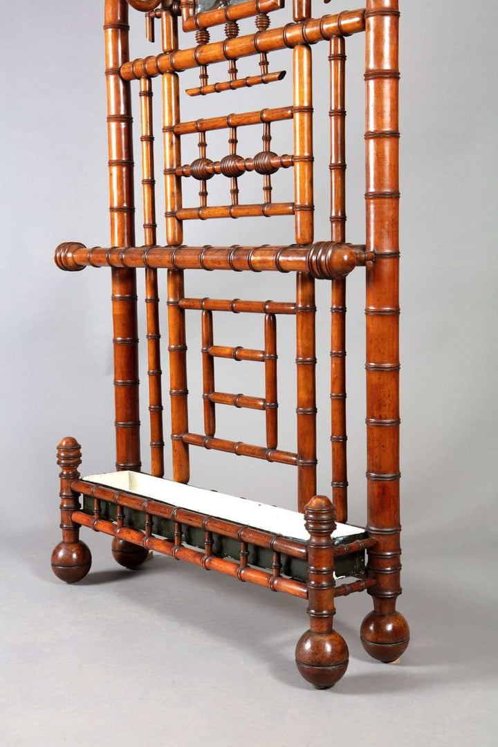 A Magnificent Simulated Bamboo Mahogany Hall Stand