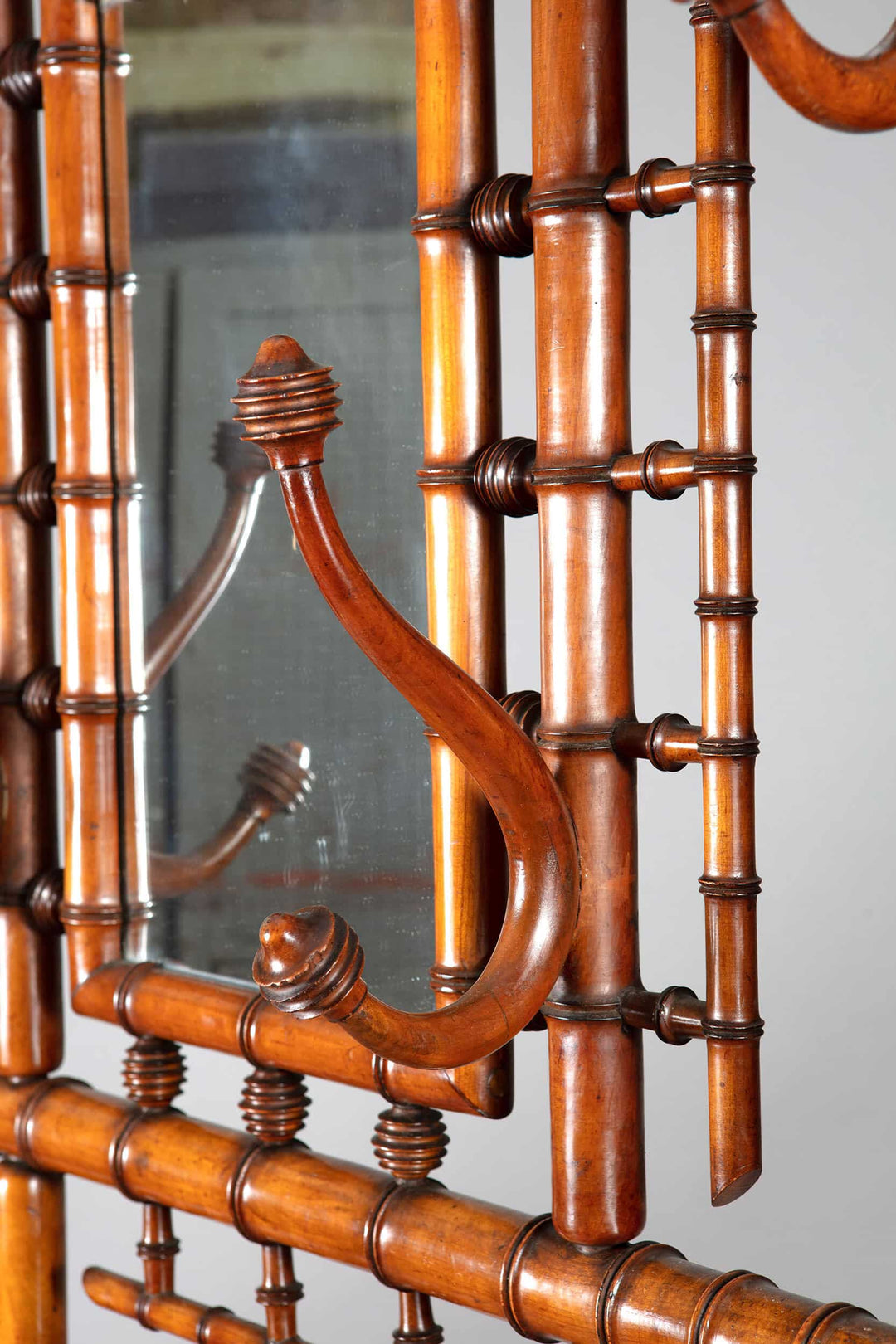 A Magnificent Simulated Bamboo Mahogany Hall Stand