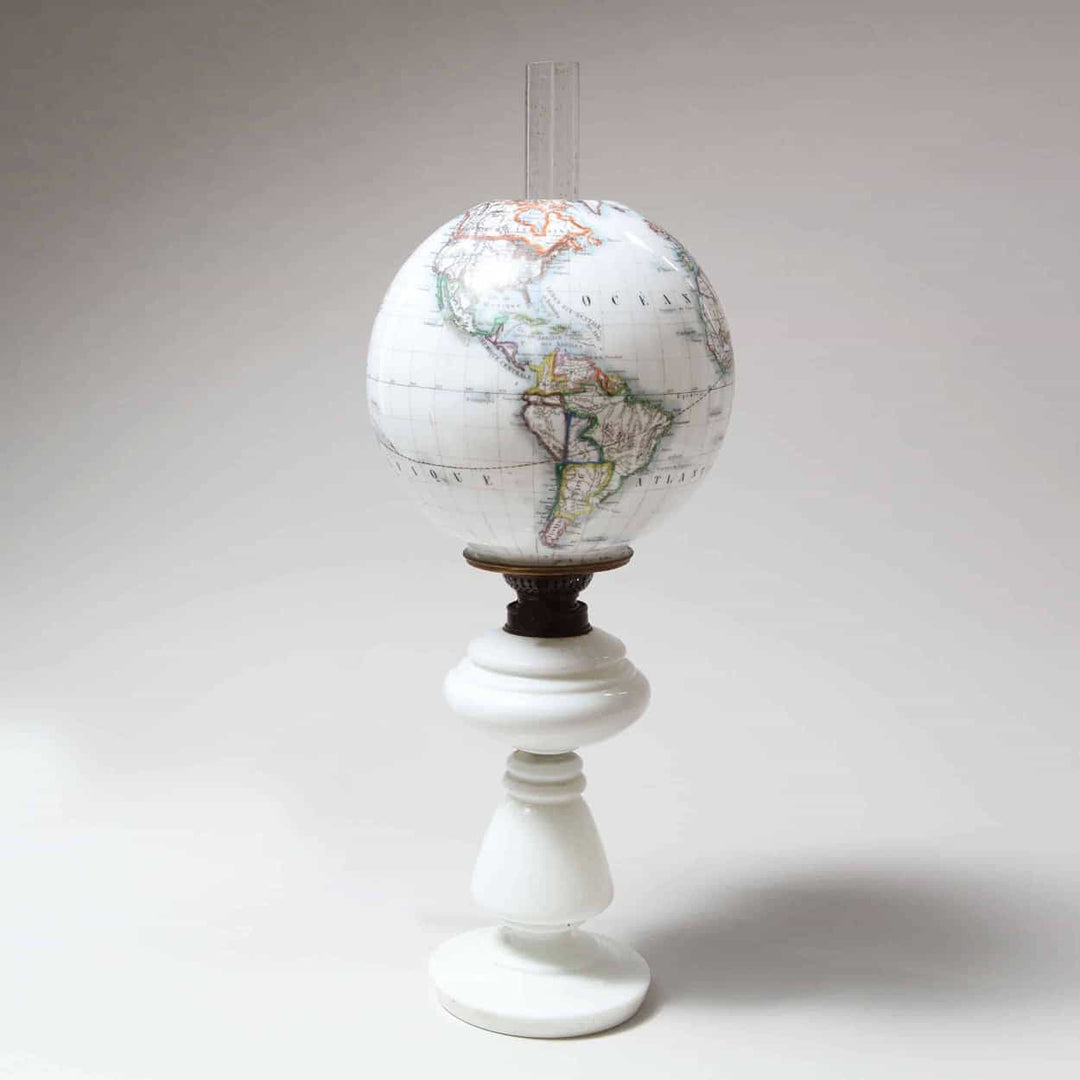 French Opaline Glass Globe Lamp