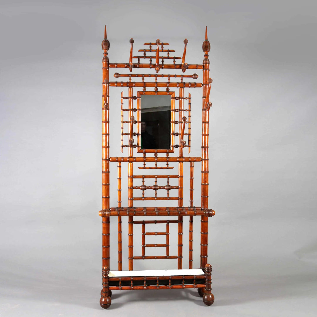 A Magnificent Simulated Bamboo Mahogany Hall Stand
