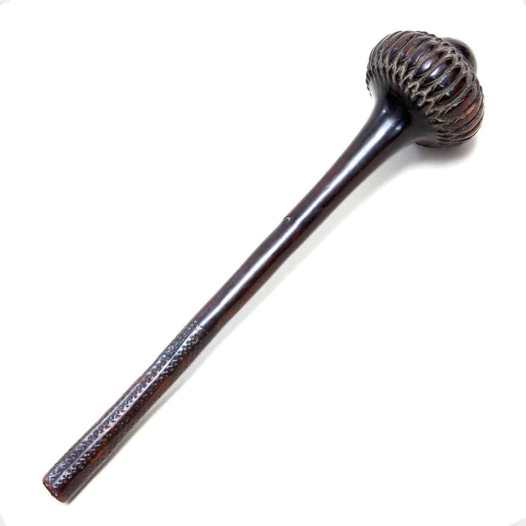 Oceanic Fijian Ula Throwing Club Ula Tavatava handcrafted wooden 42cm long club with textured grip and rounded head.