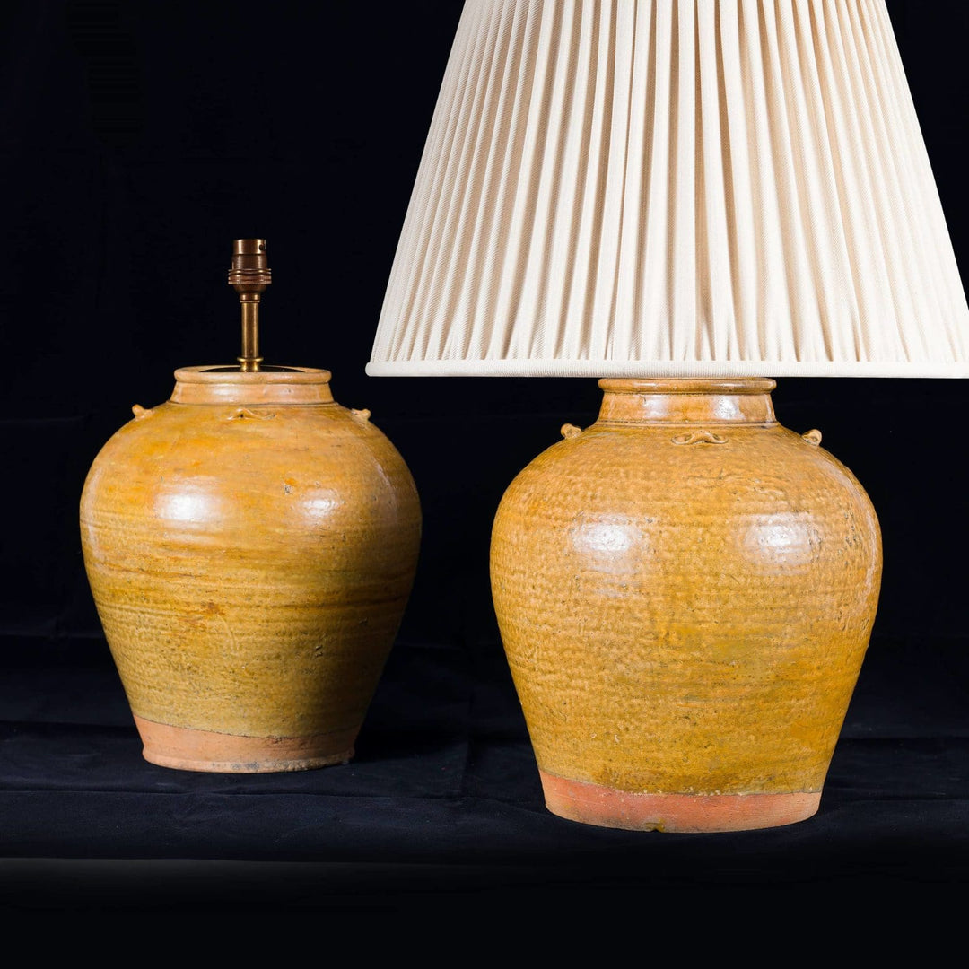 Pair of South China Sea glazed storage jars as table lamps