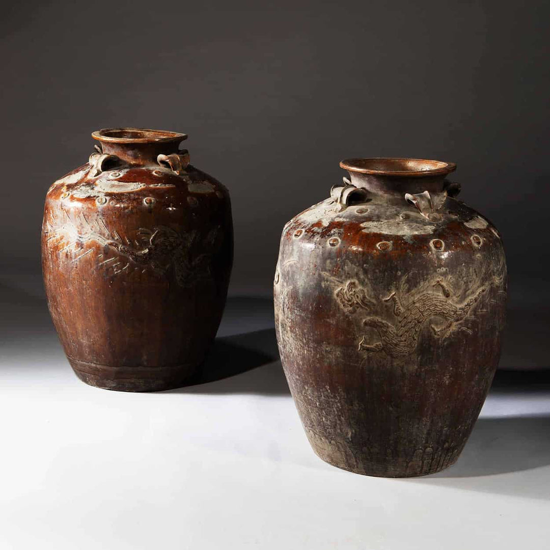 Pair Of Large Scale South Chinese Pottery Storage Jars