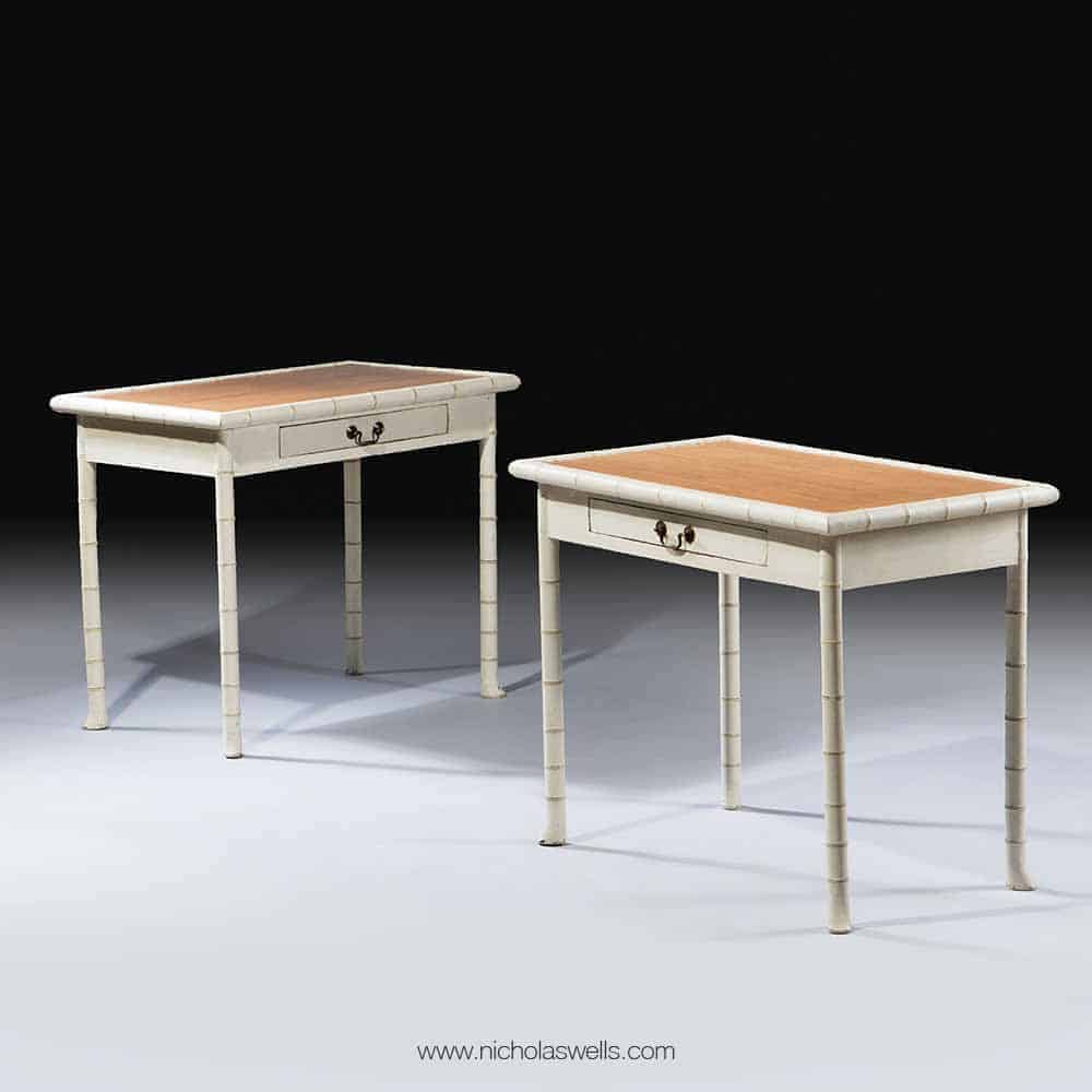 Pair Of Simulated Bamboo Side Tables