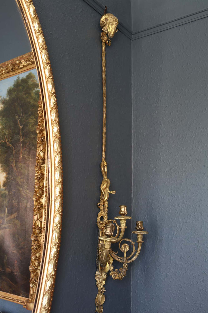 SET OF FOUR FRENCH NEOCLASSICAL GILT BRONZE WALL LIGHTS