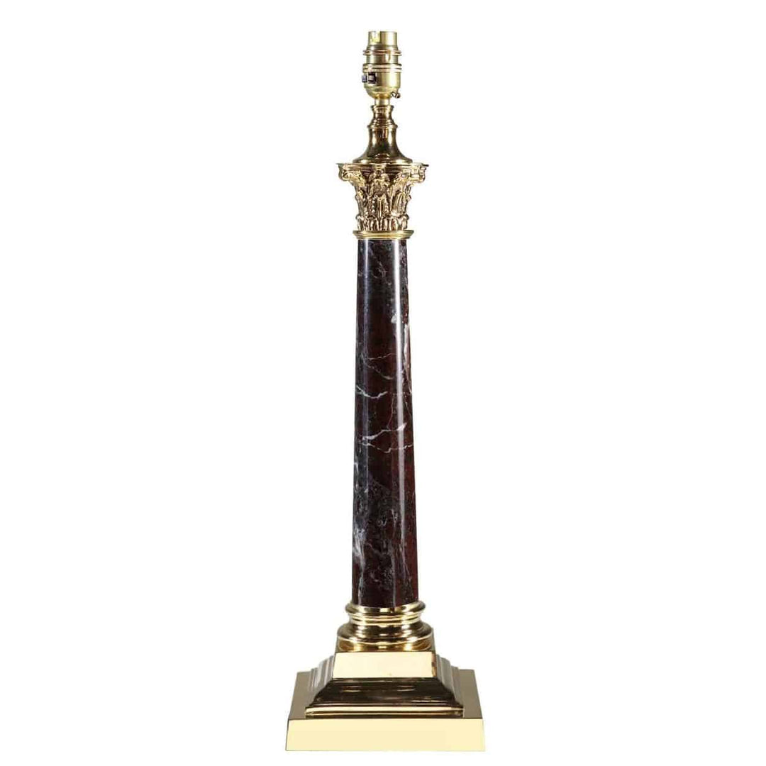 Corinthian Marble Column Lamp With Polished Bases