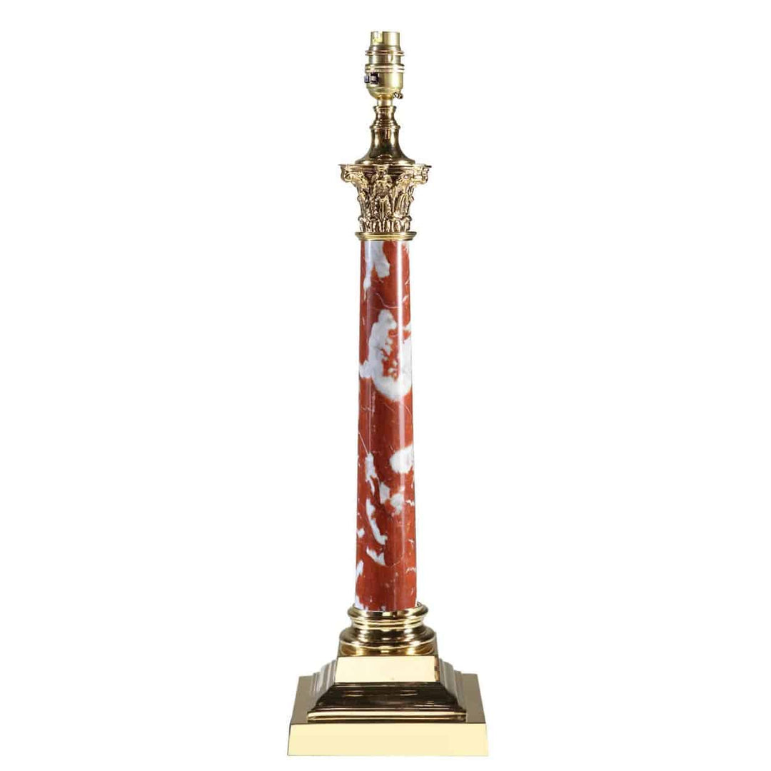 Corinthian Marble Column Lamp With Polished Bases