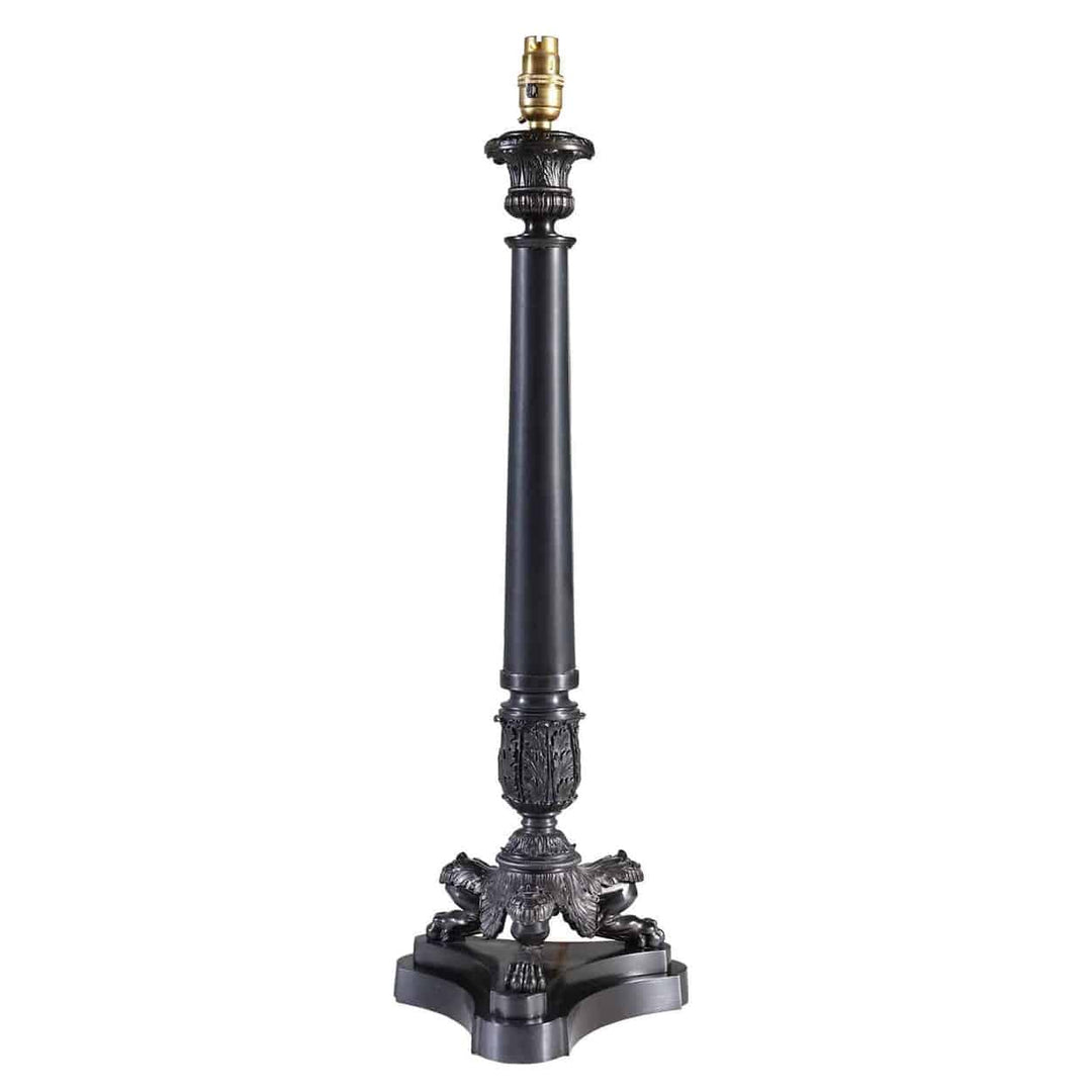 Tall Black Tripod Fluted Column Lamps