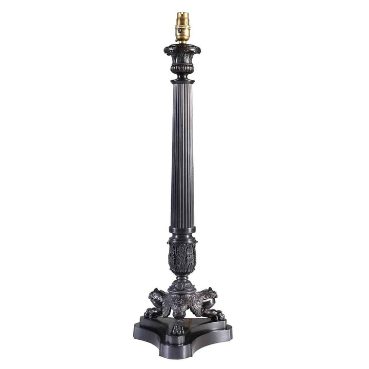 Tall Black Tripod Fluted Column Lamps