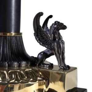 Pair of Griffin Black and Gold Table Lamps AJ7 featuring detailed griffin sculpture on gold base.
