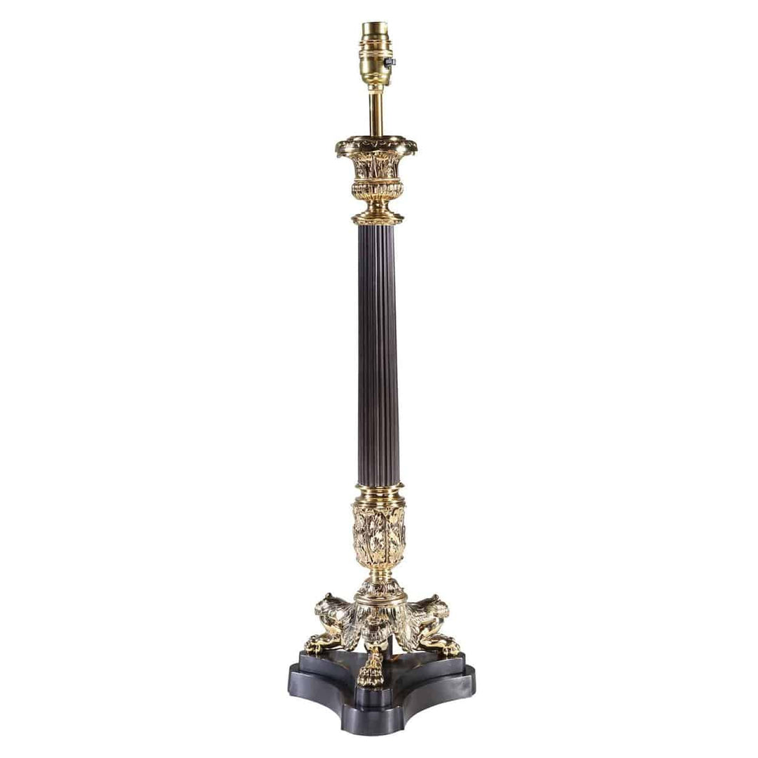 Tall Black Tripod Fluted Column Lamps