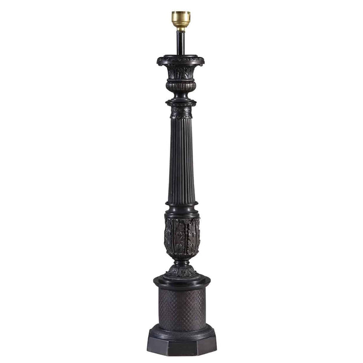 Pair of Dark Bronze Empire Column Lamps After The Antique AJX