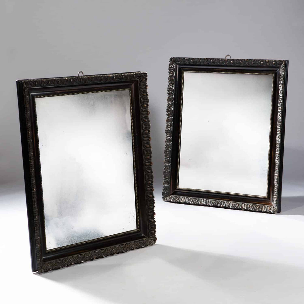 Pair Of 19th Century French Mirrors with polished frames and original mirror plates, circa 1870, 99x83 cm each.