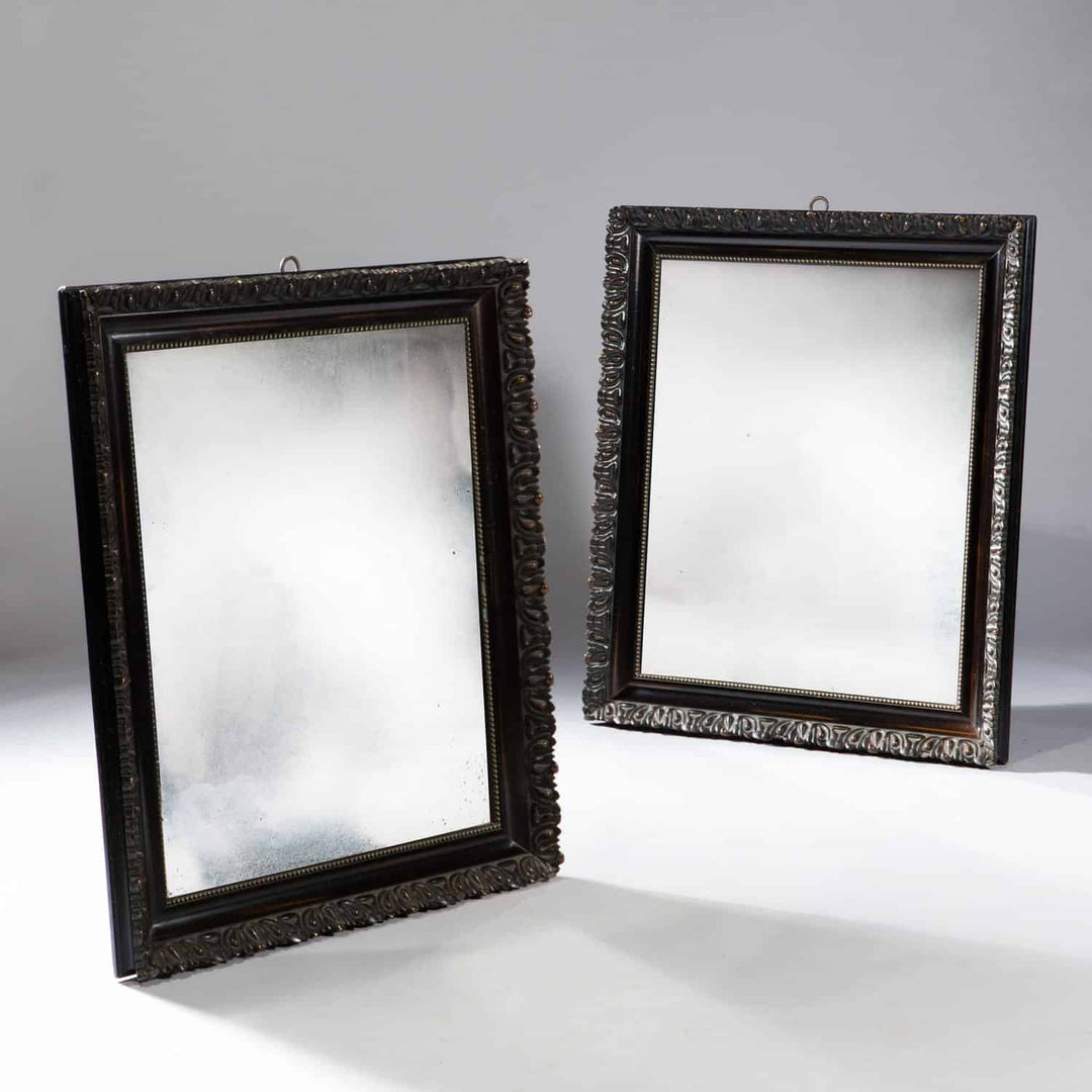 Pair Of 19th Century French Mirrors with polished frames and original mirror plates, circa 1870, 99x83 cm each.