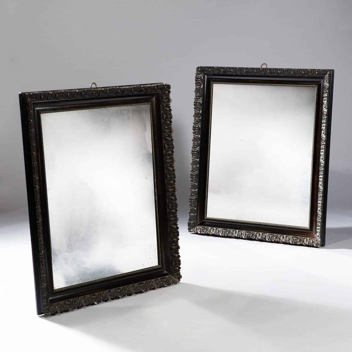 Pair Of 19th Century French Mirrors with polished frames and original mirror plates, circa 1870, 99x83 cm each.