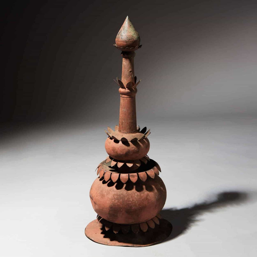 19th Century Indian Tole Metal Painted Architectural Finial