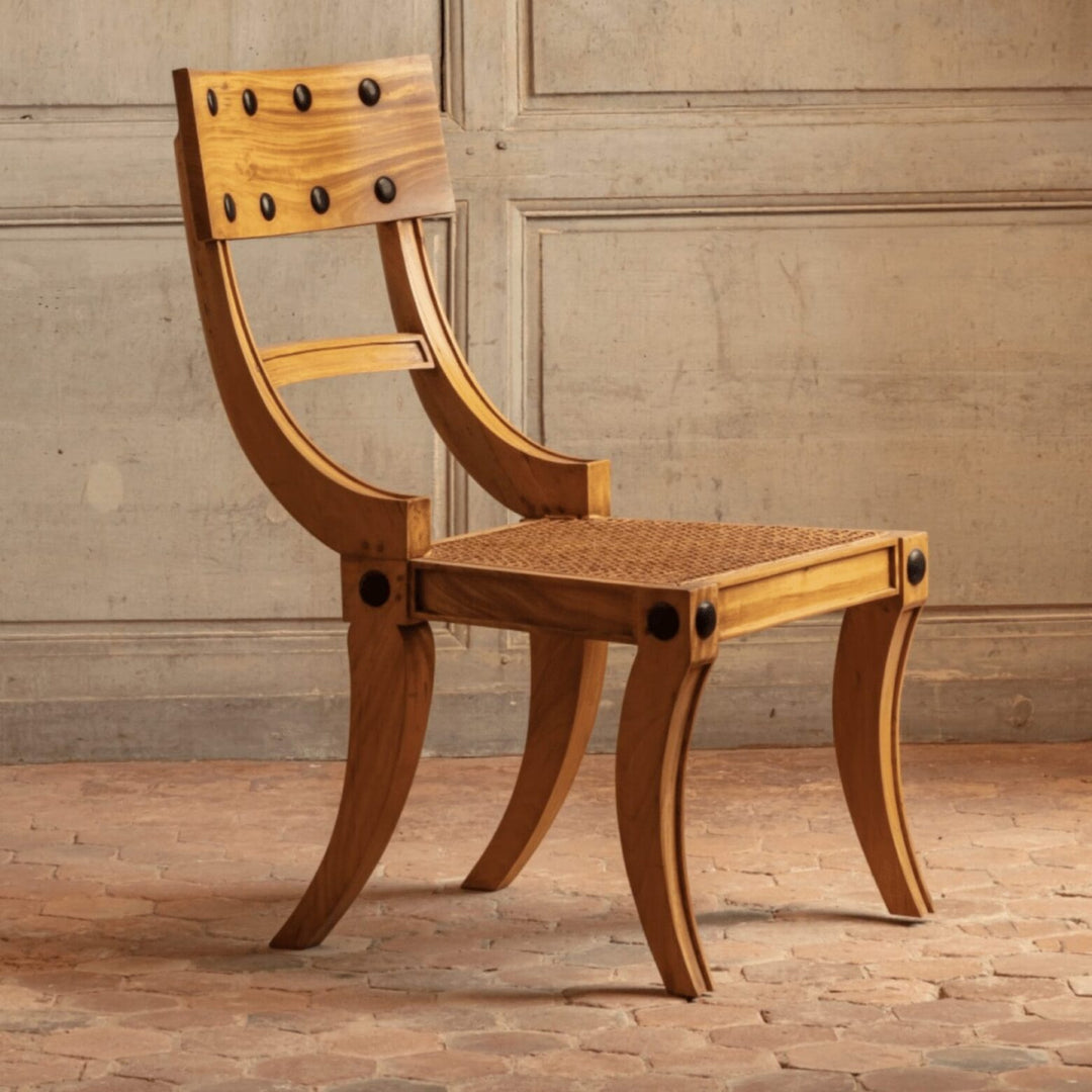 Set of 6 Satinwood Klismos Dining Chairs