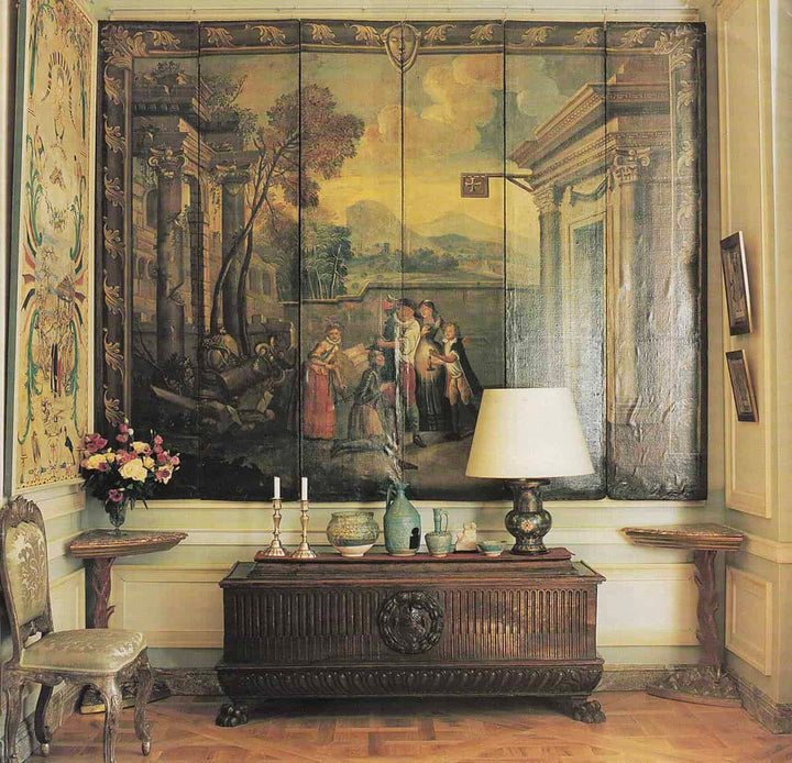 17th Century Baroque Painted 6 Fold Screen | Don Quixote