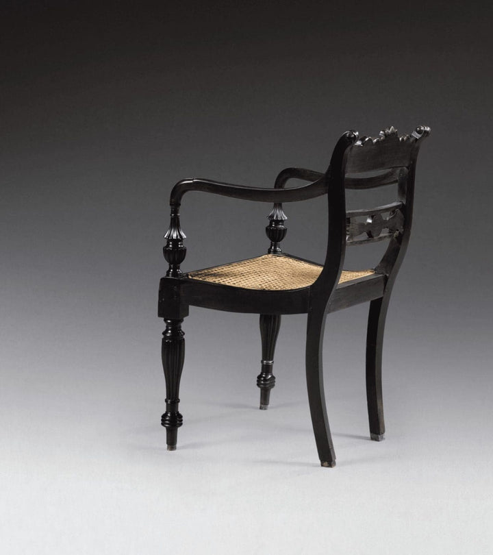 Set of Six Anglo-Indian Ceylonese Ebony Armchairs
