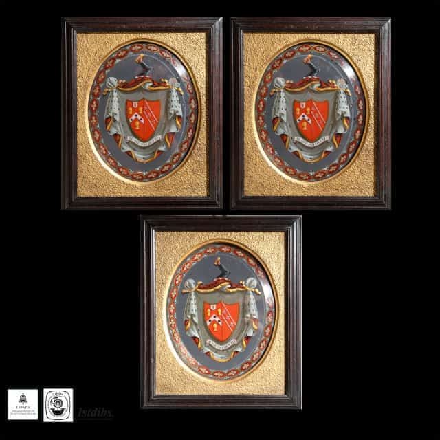 Three Armorial Eglomise Panels Of The Eddinger Family