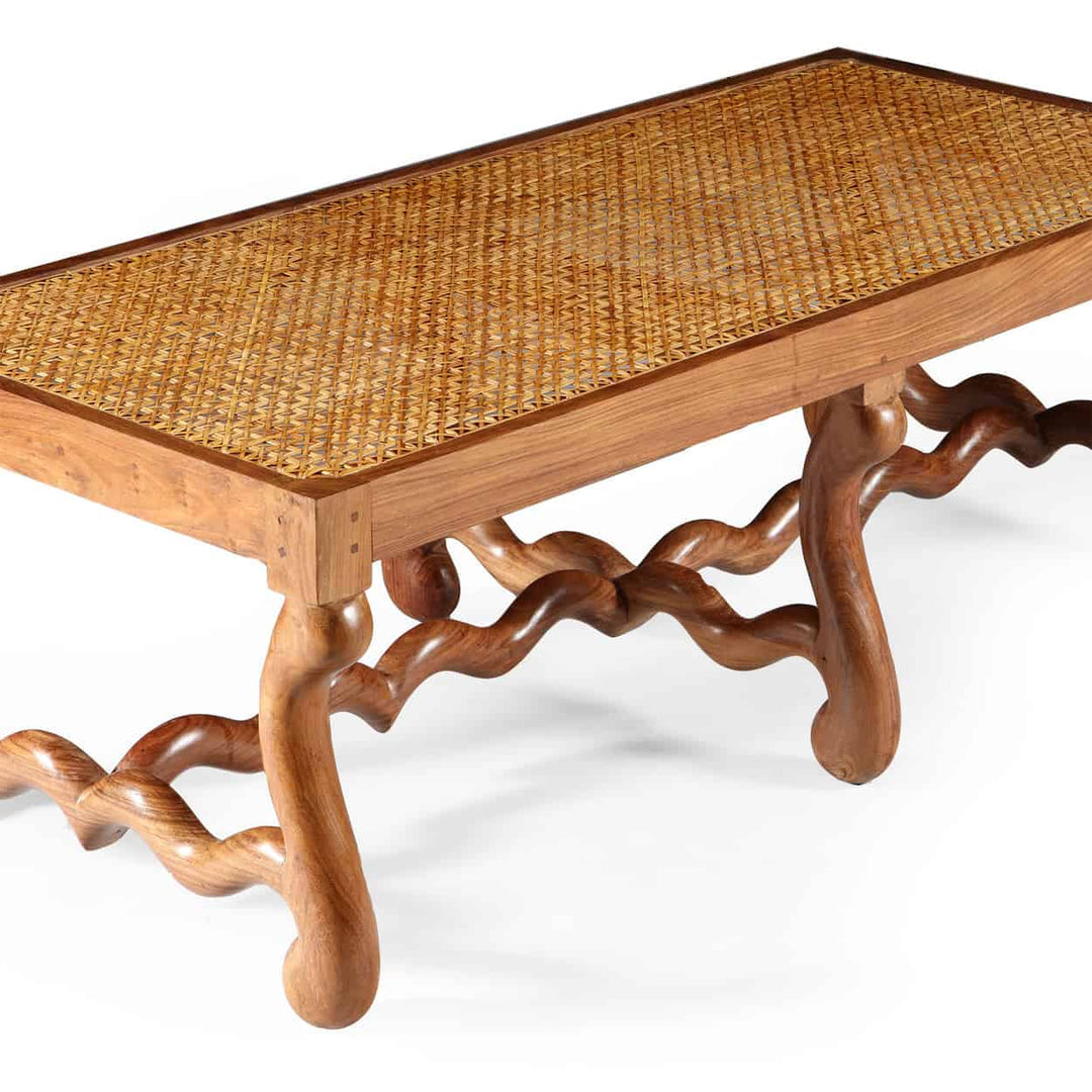 Pair of Os de Mouton Walnut Long Caned Benches