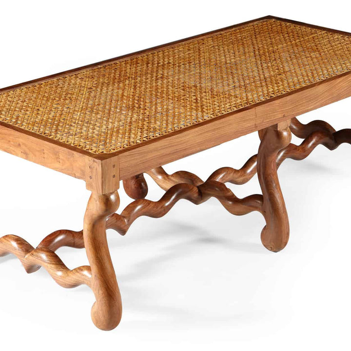 Pair of Os de Mouton Walnut Long Caned Benches