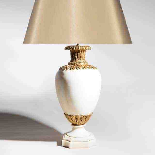 White Statuary Marble Baluster Lamp With Gold Mounts