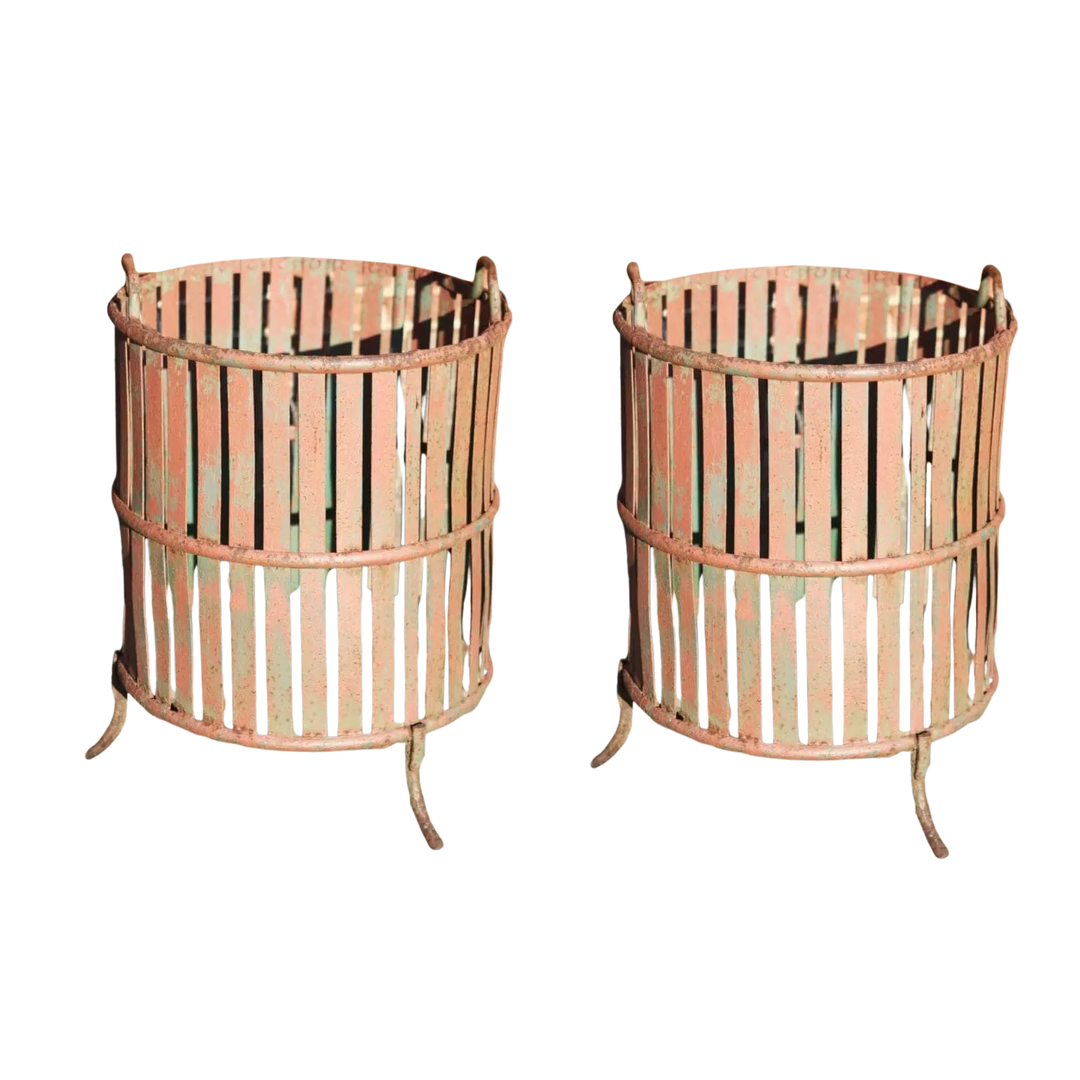 Pair of 19th century wrought iron citrus tree tubs / planters