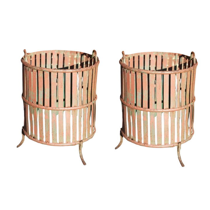 Pair of 19th century wrought iron citrus tree tubs / planters